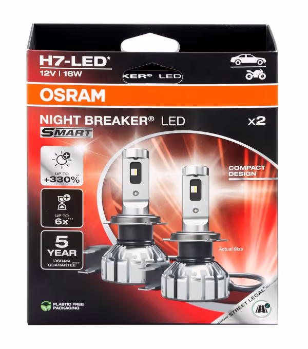Osram 12V Night Breaker Led Smart - H7 - 16W - PX26d - 2 pz  - Scatola