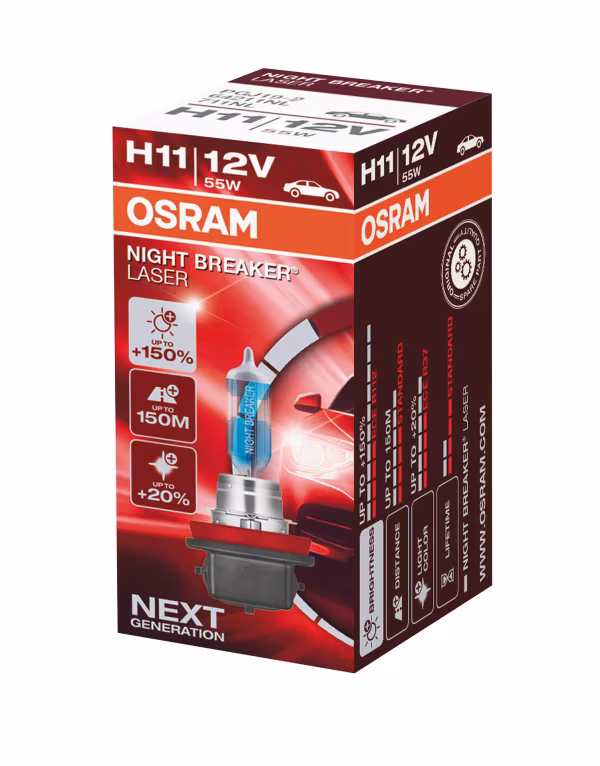 Osram 12V Night Breaker Laser - H11 - 55W - PGJ19-2 - 1 pz  - Scatola