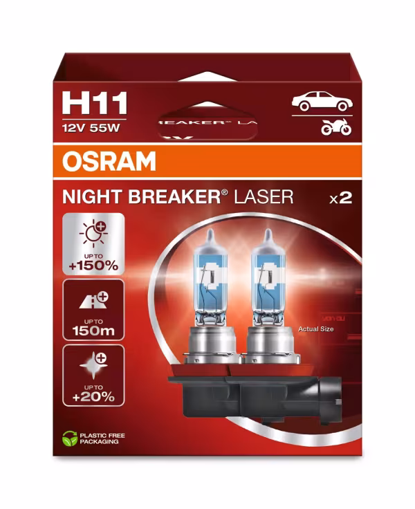 Osram 12V Night Breaker Laser - H11 - 55W - PGJ19-2 - 2 pz  - Scatola