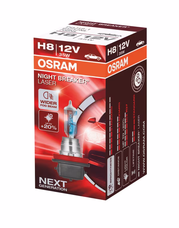 Osram 12V Night Breaker Laser - H8 - 35W - PGJ19-1 - 1 pz  - Scatola