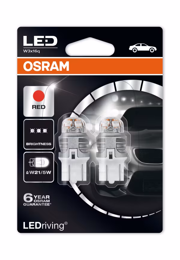Osram 12V LEDriving Retrofit Led Premium - (W21/5W) - W3x16q - 2 pz  - Blister - Rosso