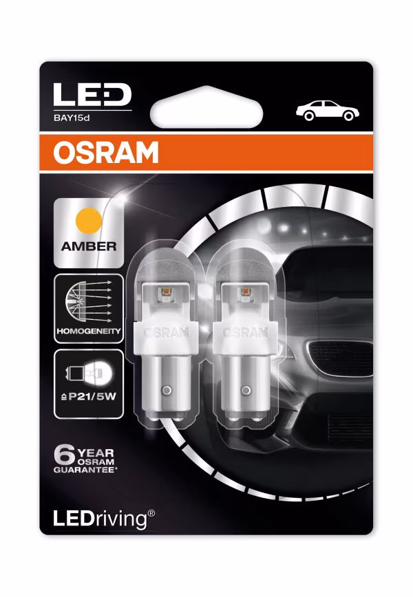Osram 12V LEDriving Retrofit Led Premium - (P21/5W) - BAY15d - 2 pz  - Blister - Arancio