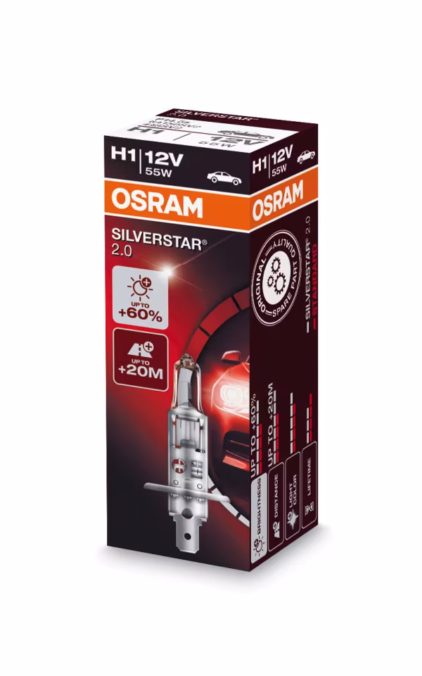 Osram 12V Silverstar 2.0 - H1 - 55W - P14,5s - 1 pz  - Scatola