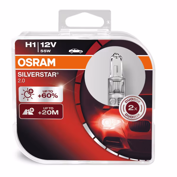 Osram 12V Silverstar 2.0 - H1 - 55W - P14,5s - 2 pz  - Scatola Plast.