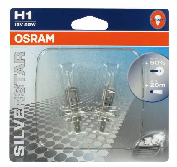 Osram 12V Silverstar - H1 - 55W - P14,5s - 2 pz  - Blister