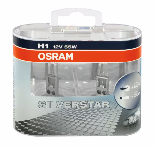 Osram 12V Silverstar - H1 - 55W - P14,5s - 2 pz  - Scatola Plast.
