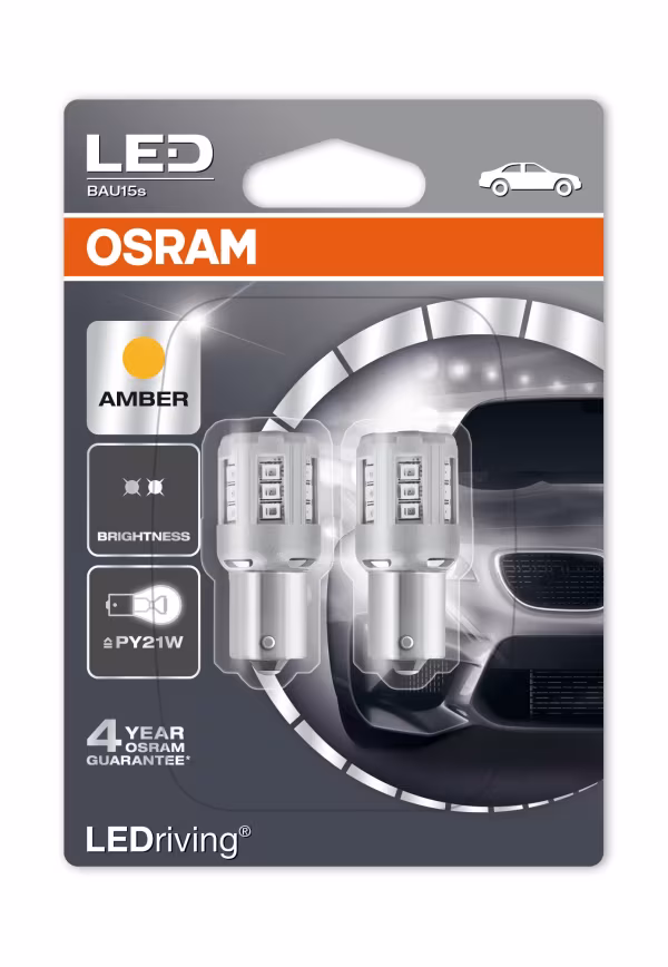 Osram 12V LEDriving Retrofit Led Standard - (PY21W) - BAU15s - 2 pz  - Blister - Arancio