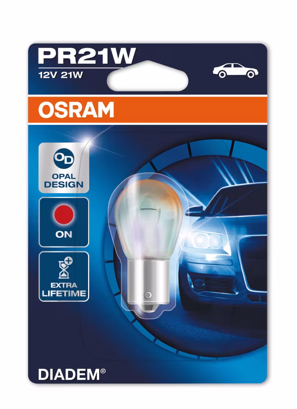 Osram 12V Diadem - PR21W - 21W - BAW15s - 1 pz  - Blister - Rosso