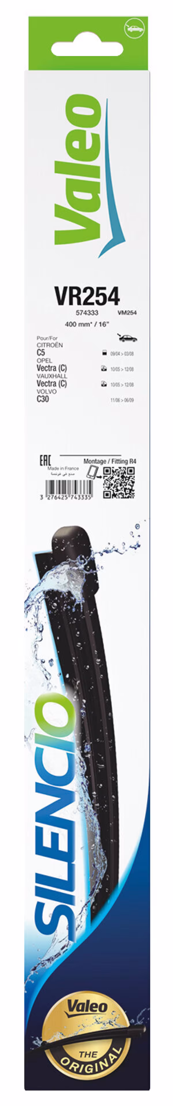VALEO Silencio Flat Blades, spazzola tergicristallo posteriore - VR254 - 400 mm - 1 pz