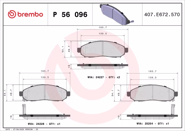 BREMBO Kit pastiglie freno, Freno a disco