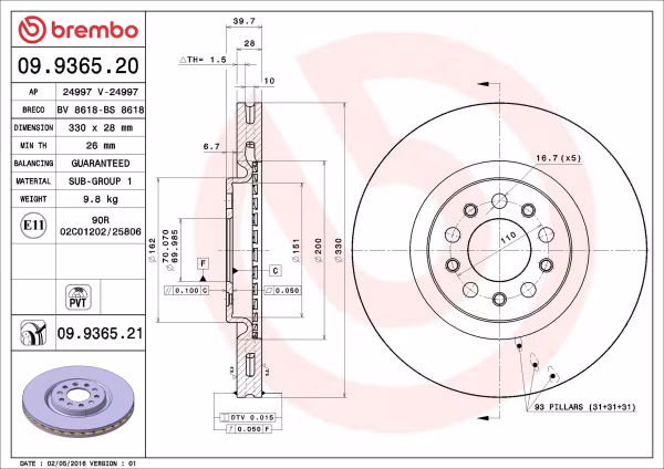 BREMBO Disco freno
