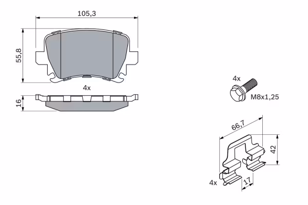 BOSCH Kit pastiglie freno, Freno a disco