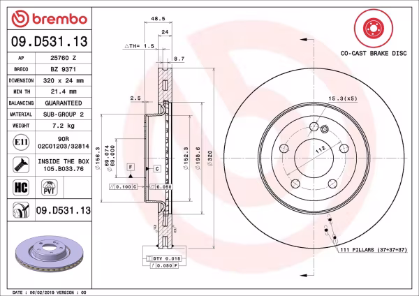 BREMBO Disco freno