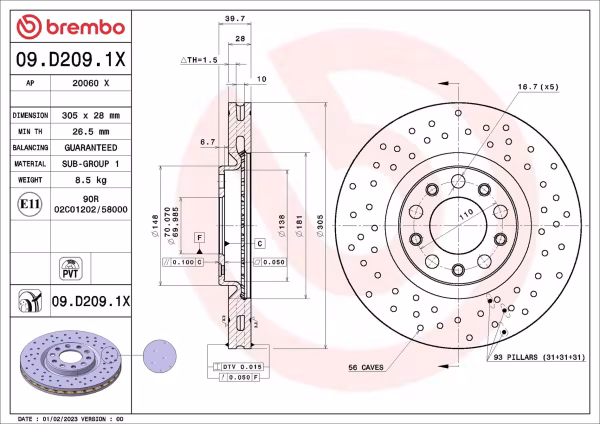 BREMBO Disco freno