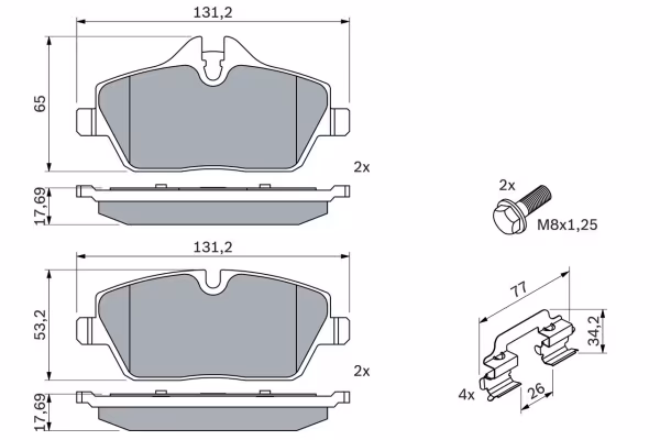 BOSCH Kit pastiglie freno, Freno a disco