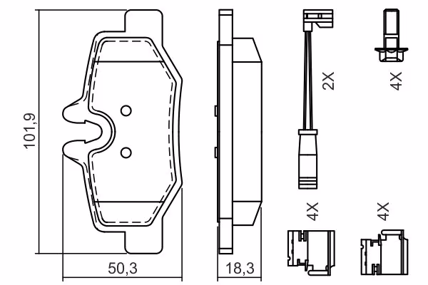 BOSCH Kit pastiglie freno, Freno a disco