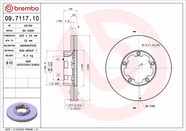 BREMBO Disco freno