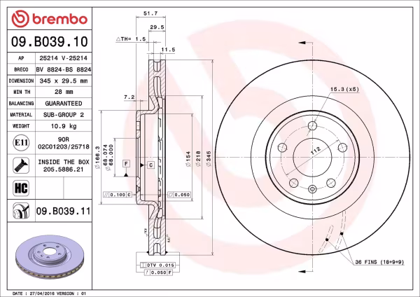 BREMBO Disco freno