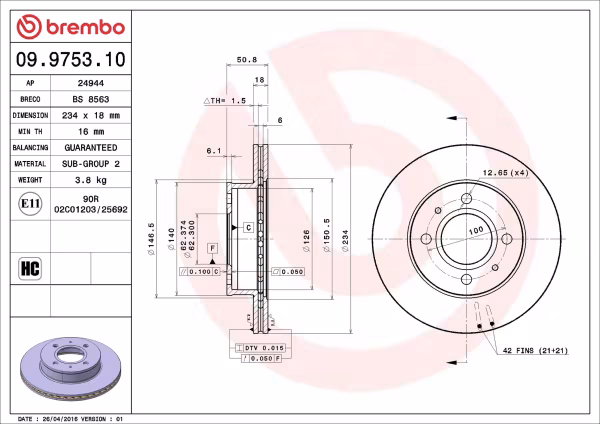 BREMBO Disco freno