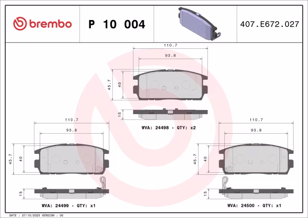 BREMBO Kit pastiglie freno, Freno a disco