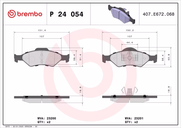 BREMBO Kit pastiglie freno, Freno a disco