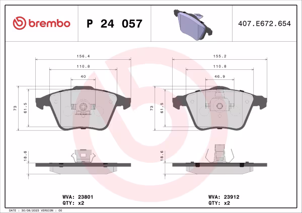 BREMBO Kit pastiglie freno, Freno a disco