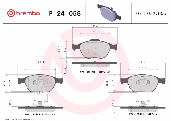 BREMBO Kit pastiglie freno, Freno a disco