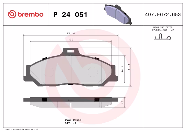 BREMBO Kit pastiglie freno, Freno a disco