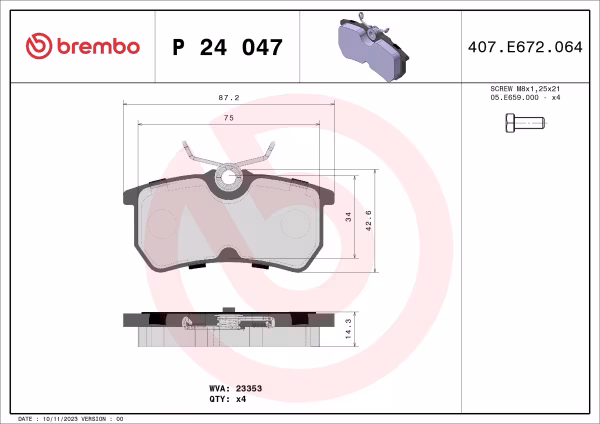 BREMBO Kit pastiglie freno, Freno a disco