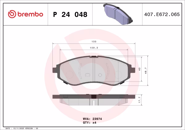 BREMBO Kit pastiglie freno, Freno a disco