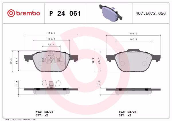 BREMBO Kit pastiglie freno, Freno a disco