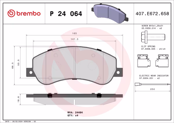 BREMBO Kit pastiglie freno, Freno a disco