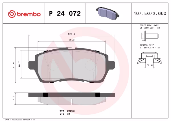 BREMBO Kit pastiglie freno, Freno a disco