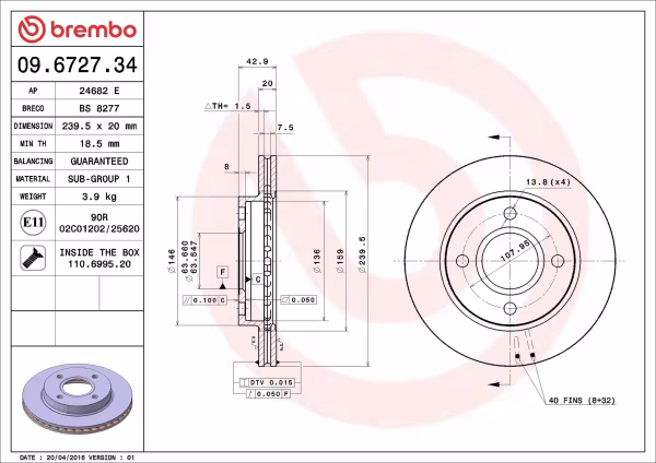 BREMBO Disco freno