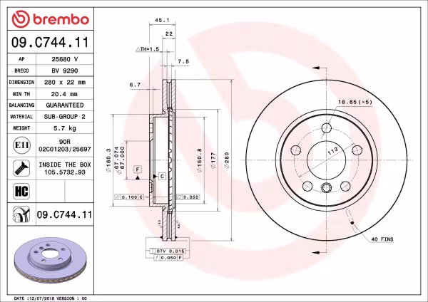 BREMBO Disco freno