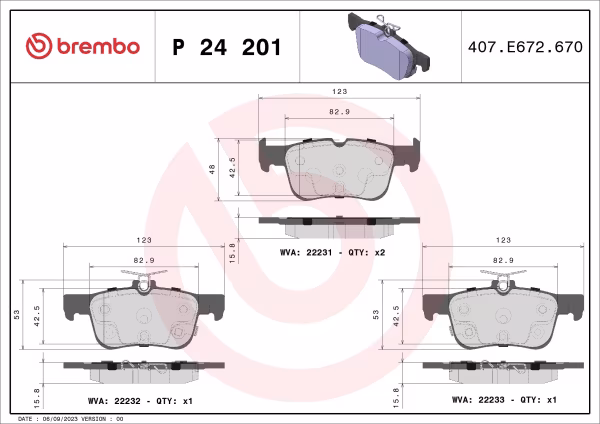 BREMBO Kit pastiglie freno, Freno a disco