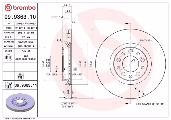 BREMBO Disco freno