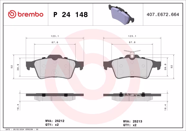 BREMBO Kit pastiglie freno, Freno a disco