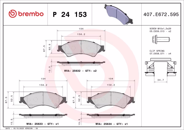 BREMBO Kit pastiglie freno, Freno a disco