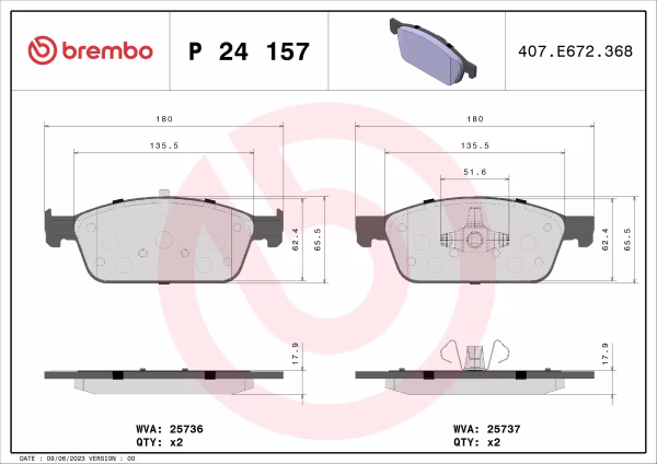 BREMBO Kit pastiglie freno, Freno a disco