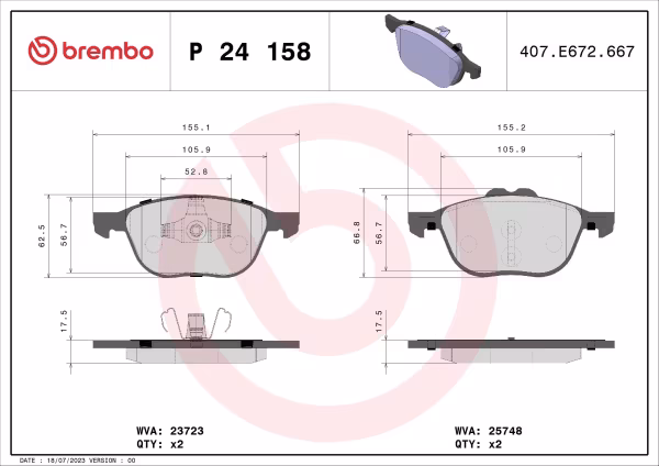 BREMBO Kit pastiglie freno, Freno a disco