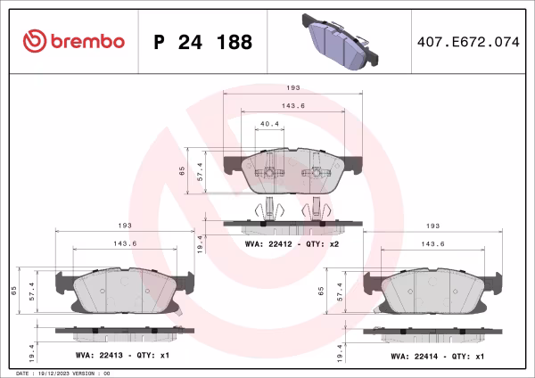 BREMBO Kit pastiglie freno, Freno a disco