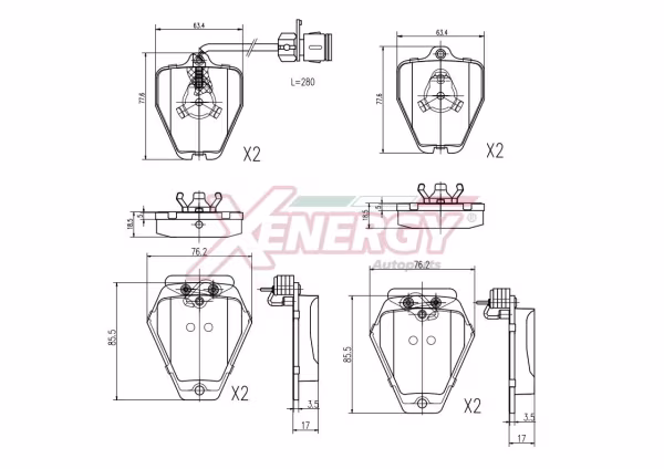 AP XENERGY Kit pastiglie freno, Freno a disco