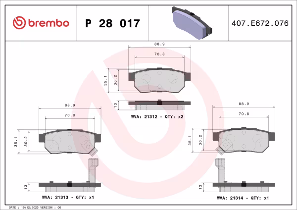 BREMBO Kit pastiglie freno, Freno a disco
