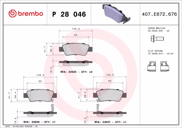 BREMBO Kit pastiglie freno, Freno a disco