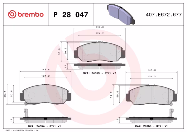 BREMBO Kit pastiglie freno, Freno a disco