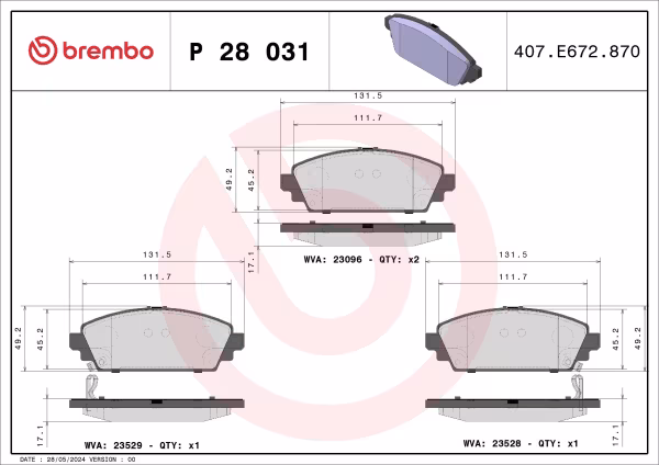 BREMBO Kit pastiglie freno, Freno a disco
