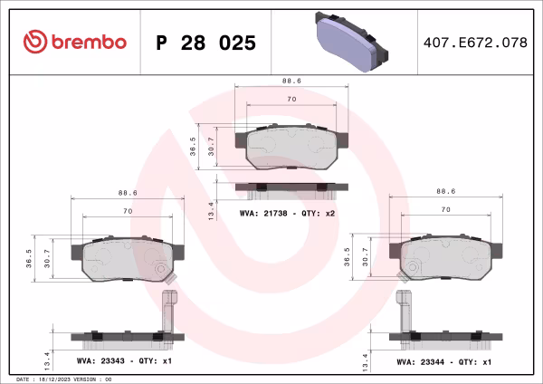 BREMBO Kit pastiglie freno, Freno a disco