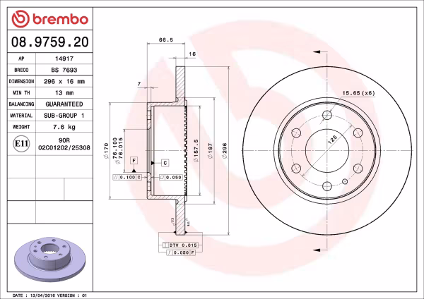 BREMBO Disco freno