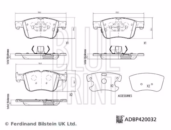 BLUE PRINT Kit pastiglie freno, Freno a disco